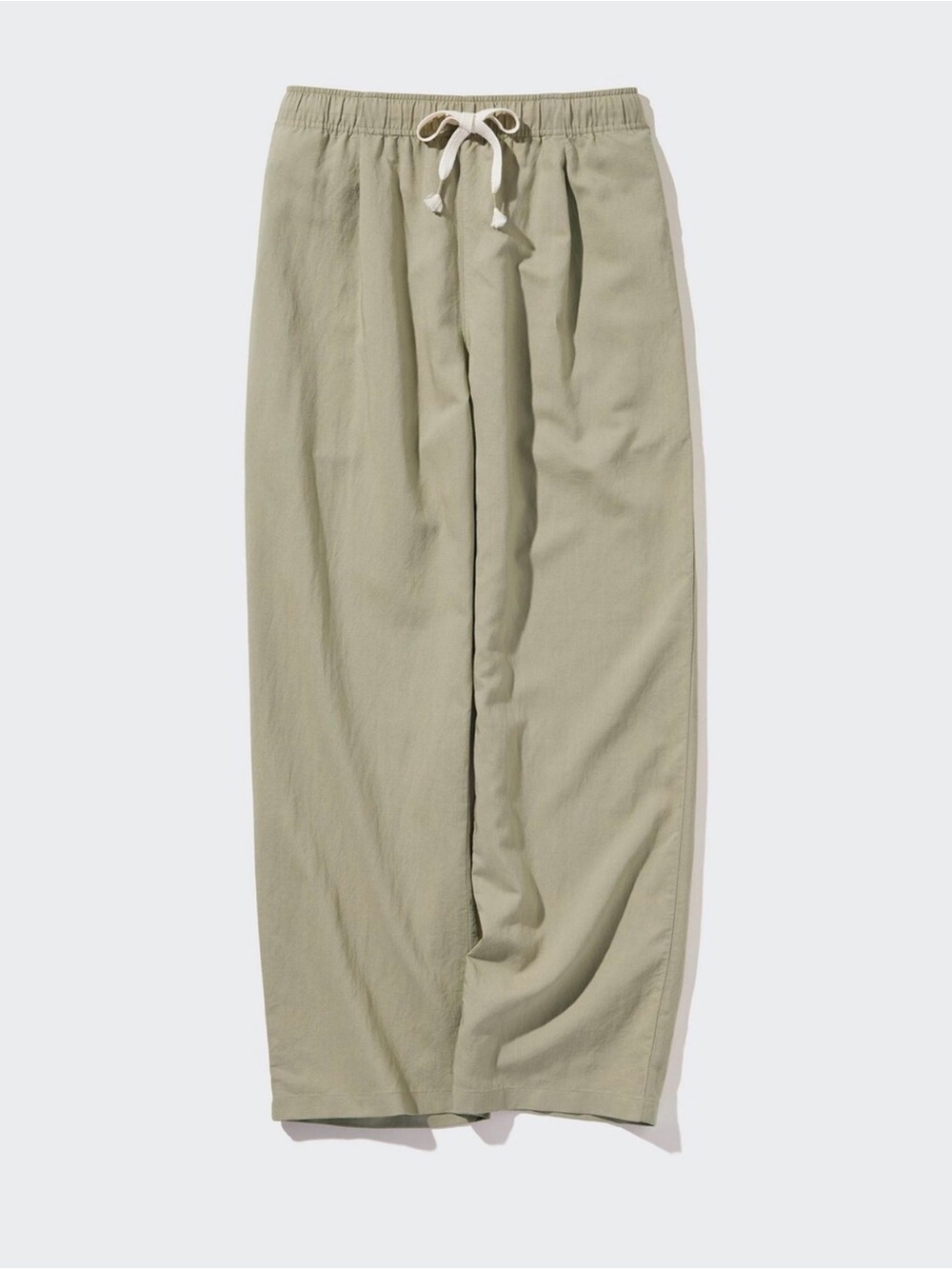 Uniqlo Linen Blend Easy Pants Green Drawstring Joggers with Cream Tie